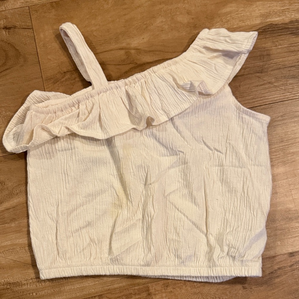 Old Navy Cream Ruffle One-Shoulder Tank Top
